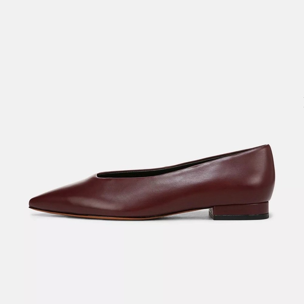 VINCE ISABEL Leather Flats NWOT -Size 8 Deep Cherry color EUR size- 38.5 - Picture 3 of 15